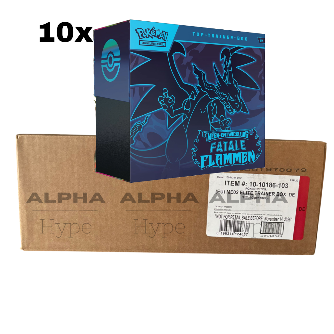 Pokemon Mega-Entwicklung Fatale Flammen Top-Trainer-Box Case (10x TTBs)