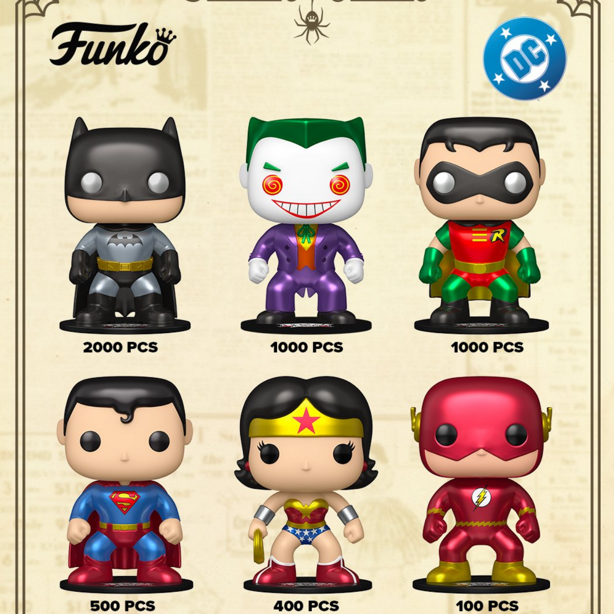 Funko Pop Mystery DC Comics (Metallic) with Pop! Curiosities & Oddities