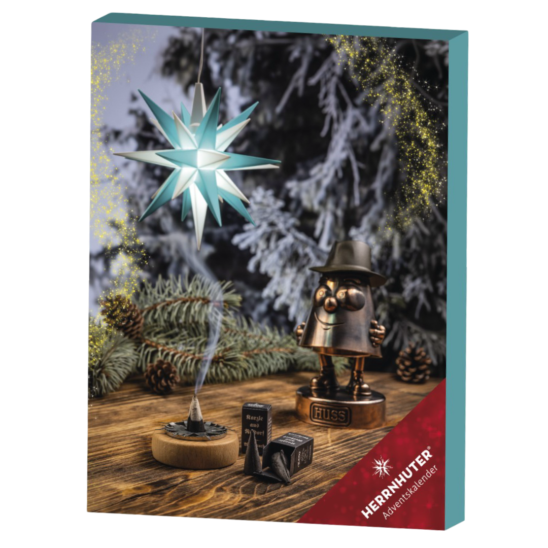 Herrnhuter Sterne Adventskalender 2026 türkis/weiß