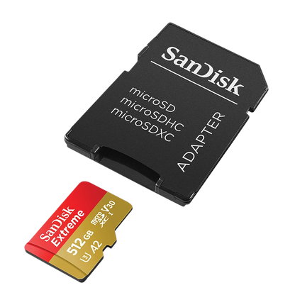 SanDisk Extreme microSDXC 512 GB 190 MB/s A2 V30 U3 mit Adapter